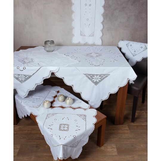 Πλεκτό με ύφασμα σετ 7 τεμαχίων 1266 (140cm x 140cm/90cm x 90cm/50cm x 150cm/60cm x 60cm x 2/40cm x 40cm x 2) λευκό Πλεκτό με ύφασμα σετ 7 τεμαχίων 1266 (140cm x 140cm/90cm x 90cm/50cm x 150cm/60cm x 60cm x 2/40cm x 40cm x 2) λευκό