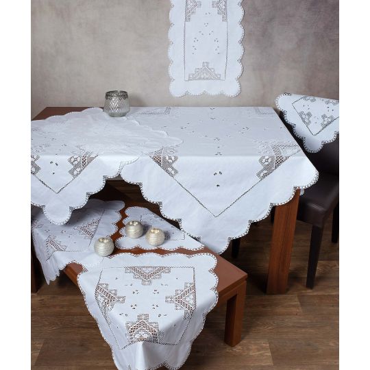 Πλεκτό με ύφασμα σετ 7 τεμαχίων 2318 (140cm x 140cm/90cm x 90cm/50cm x 150cm/60cm x 60cm x 2/40cm x 40cm x 2) λευκό Πλεκτό με ύφασμα σετ 7 τεμαχίων 2318 (140cm x 140cm/90cm x 90cm/50cm x 150cm/60cm x 60cm x 2/40cm x 40cm x 2) λευκό