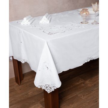 Χειροποίητο τραπεζομάντηλο 800a (160cm x 300cm) λευκό