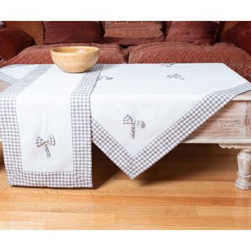 τραπεζοκαρέ (140cm x 140cm) bow ivory/γκρι