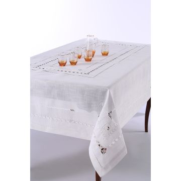 Silk Fashion Χειροποίητο τραπεζομάντηλο 9108 (180cm x 180cm) λευκό