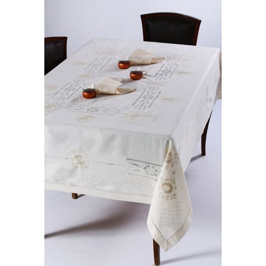 Χειροποίητο τραπεζομάντηλο JX57B (170cm x 220cm) μπέζ