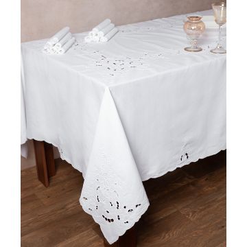 Χειροποίητο κοφτό τραπεζομάντηλο 950 (180cm x 260cm) λευκό