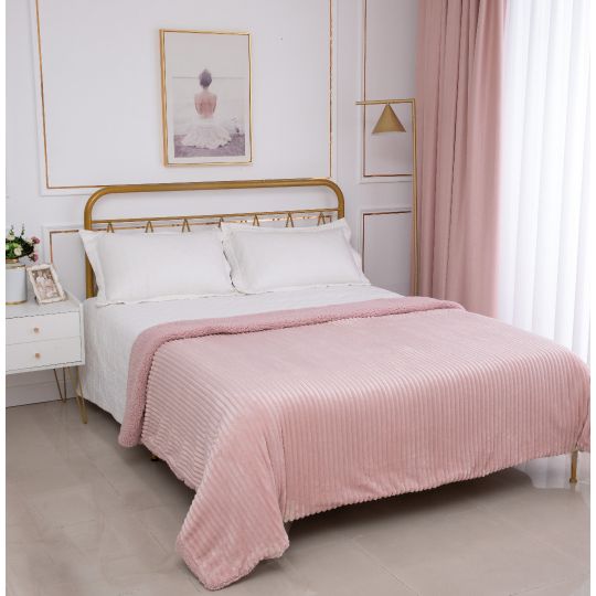 Κουβέρτα με sherpa kotle (170cm x 220cm) old rose της Silk Fashion
