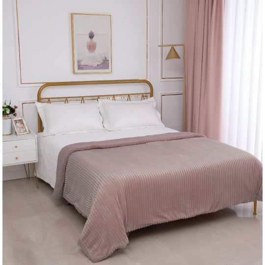 Κουβέρτα με sherpa kotle (170cm x 220cm) syklamen της Silk Fashion