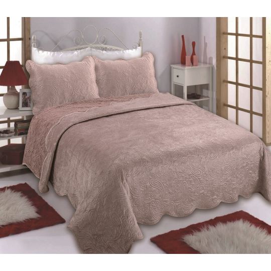 Κουβέρτα βελούδο με sherpa  (220cm x 240cm + 2x50cm x 70cm) syklamen της Silk Fashion