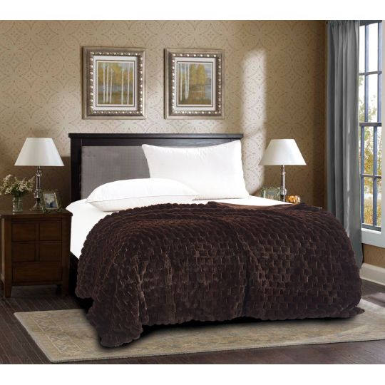 Διακοσμητική γούνινη κουβέρτα mink (220cm x 240cm) καφέ της Silk Fashion