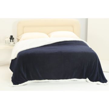 κουβέρτα fleece με sherpa (220cm x 240cm) pineapple μπλέ της Silk Fashion