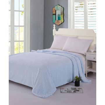 κουβέρτα fleece με sherpa (220cm x 240cm) κοτλέ σιέλ της Silk Fashion