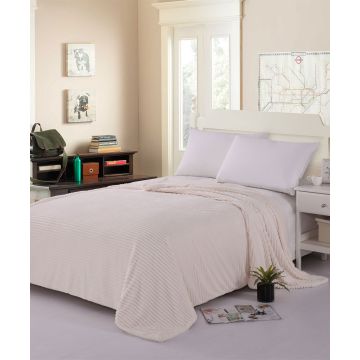 κουβέρτα fleece με sherpa (100cm x 150cm) κοτλέ ivory της Silk Fashion