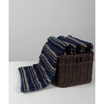 κουβέρτα coral fleece (170cm x 220cm) μπλέ ριγέ της Silk Fashion