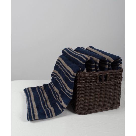 κουβέρτα coral fleece (170cm x 220cm) μπλέ ριγέ της Silk Fashion