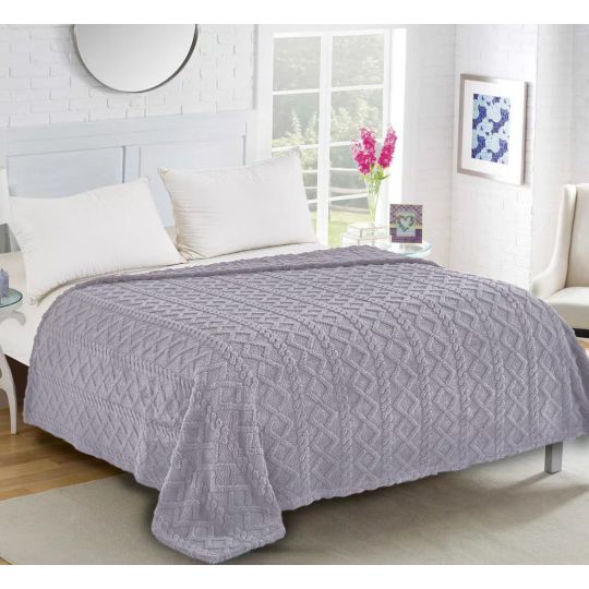 Fleece knitted (160cm x 220cm) ανοιχτό γκρί της Silk Fashion