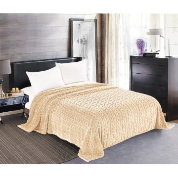 Κουβέρτα fleece braid (220cm x 240cm) ivory της Silk Fashion