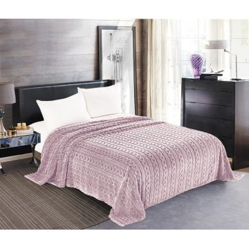 Κουβέρτα fleece braid (220cm x 240cm) λιλά της Silk Fashion