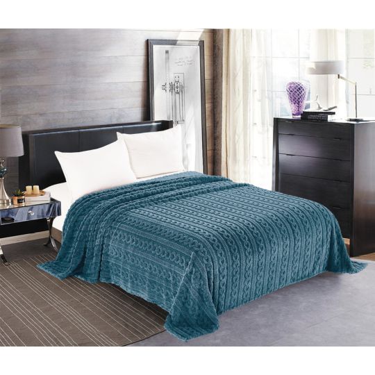 Κουβέρτα fleece braid (160cm x 220cm) ραφ της Silk Fashion