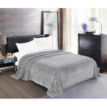 Κουβέρτα fleece braid (160cm x 220cm) γκρί της Silk Fashion