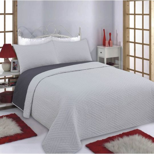 ΚΟΥΒΕΡΛΙ σετ (220cm x 240cm + 2 x 50cm x 70cm) DIAMOND grey/anthracite της Silk Fashion