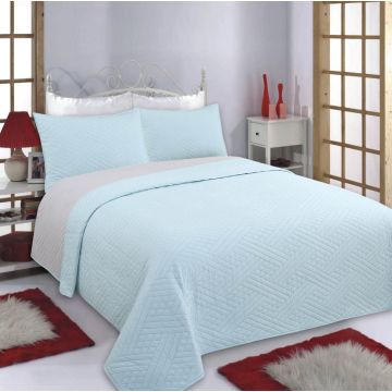 ΚΟΥΒΕΡΛΙ σετ (220cm x 240cm + 2 x 50cm x 70cm) DIAMOND skyblue/grey της Silk Fashion