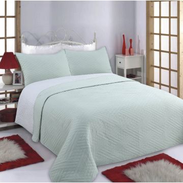ΚΟΥΒΕΡΛΙ σετ (240cm x 260cm + 2 x 50cm x 70cm) DIAMOND mint/grey της Silk Fashion