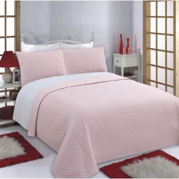 ΚΟΥΒΕΡΛΙ σετ (240cm x 260cm + 2 x 50cm x 70cm) DIAMOND pink/grey της Silk Fashion
