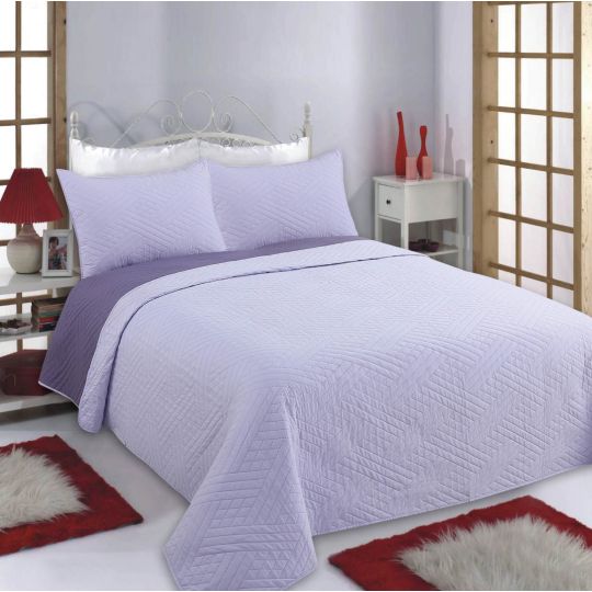 ΚΟΥΒΕΡΛΙ σετ (240cm x 260cm + 2 x 50cm x 70cm) DIAMOND lila/purple της Silk Fashion