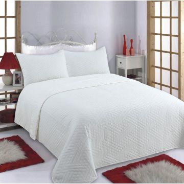 ΚΟΥΒΕΡΛΙ σετ (240cm x 260cm + 2 x 50cm x 70cm) DIAMOND ivory της Silk Fashion