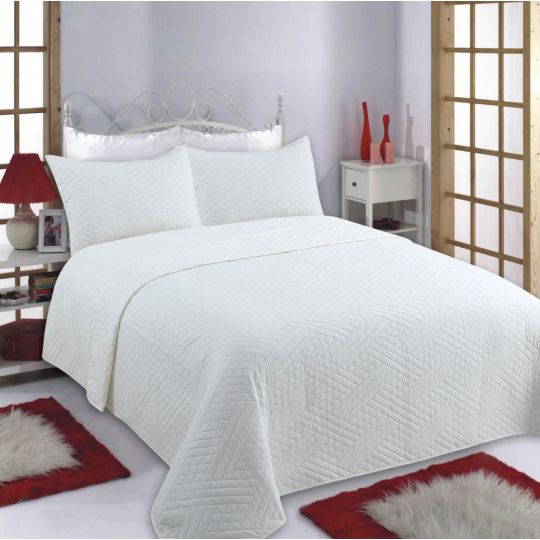 ΚΟΥΒΕΡΛΙ σετ (240cm x 260cm + 2 x 50cm x 70cm) DIAMOND ivory της Silk Fashion