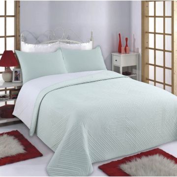 ΚΟΥΒΕΡΛΙ σετ (160cm x 220cm + 1 x 50cm x 70cm) LINES mint/grey της Silk Fashion