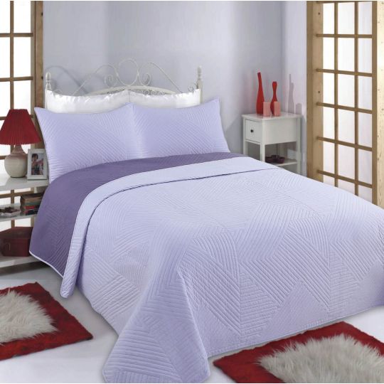 ΚΟΥΒΕΡΛΙ σετ (220cm x 240cm + 2 x 50cm x 70cm) LINES lila/purple της Silk Fashion