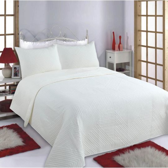 ΚΟΥΒΕΡΛΙ σετ (220cm x 240cm + 2 x 50cm x 70cm) LINES ivory της Silk Fashion
