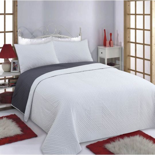 ΚΟΥΒΕΡΛΙ σετ (220cm x 240cm + 2 x 50cm x 70cm) LINES grey/anthracite της Silk Fashion