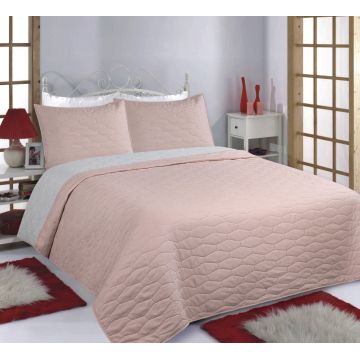 ΚΟΥΒΕΡΛΙ σετ (170cm x 240cm + 1 x 50cm x 70cm) RUBY pink/grey της Silk Fashion