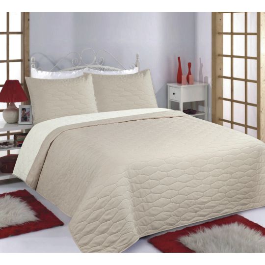 ΚΟΥΒΕΡΛΙ σετ (220cm x 240cm + 2 x 50cm x 70cm) RUBY beige/ivory της Silk Fashion