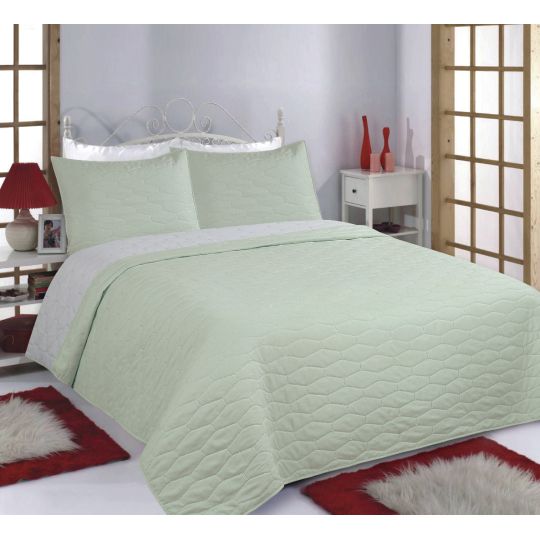 ΚΟΥΒΕΡΛΙ σετ (220cm x 240cm + 2 x 50cm x 70cm) RUBY mint/grey της Silk Fashion
