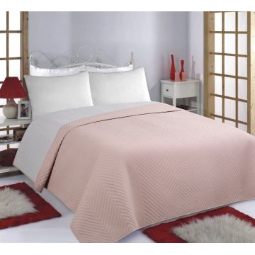 ΚΟΥΒΕΡΛΙ σετ (170cm x 240cm) BONES pink/grey της Silk Fashion