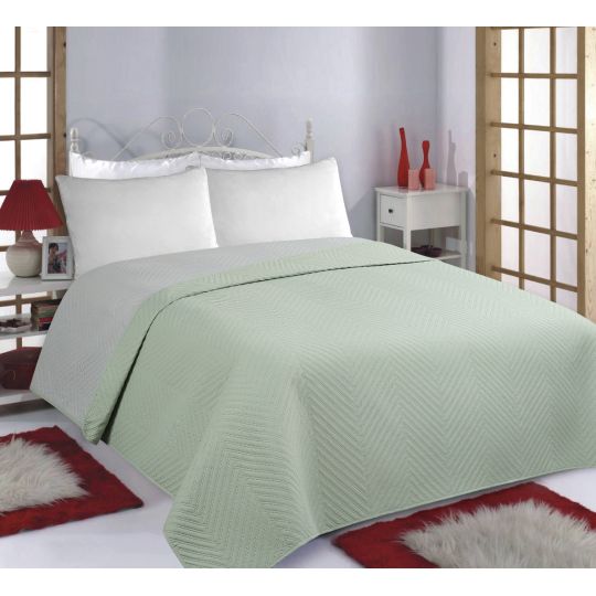 ΚΟΥΒΕΡΛΙ σετ (220cm x 240cm) BONES mint/grey της Silk Fashion