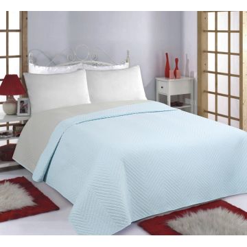 ΚΟΥΒΕΡΛΙ σετ (240cm x 260cm) BONES sky blue/ grey της Silk Fashion