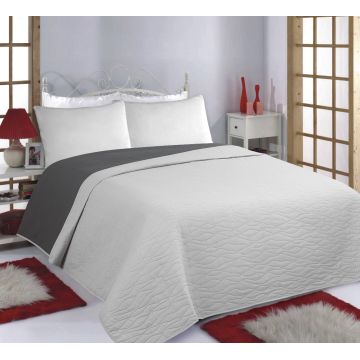 ΚΟΥΒΕΡΛΙ σετ (170cm x 240cm) WAVES grey/anthracite της Silk Fashion