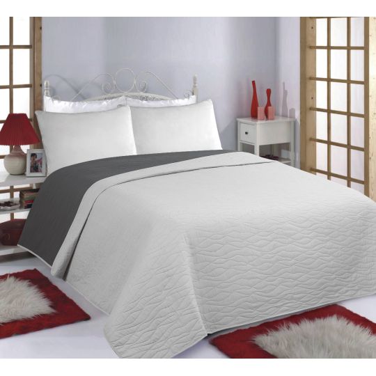 ΚΟΥΒΕΡΛΙ σετ (170cm x 240cm) WAVES grey/anthracite της Silk Fashion