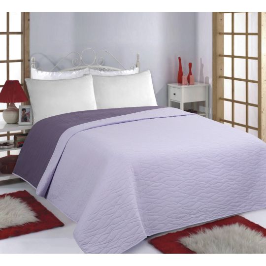 ΚΟΥΒΕΡΛΙ σετ (240cm x 260cm) WAVES lila/purple της Silk Fashion