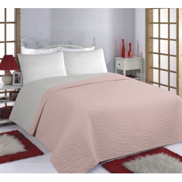 ΚΟΥΒΕΡΛΙ σετ (240cm x 260cm) WAVES pink/grey της Silk Fashion