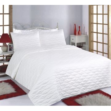 ΚΟΥΒΕΡΛΙ σετ (220cm x 240cm + 2 x 50cm x 70cm) RUBY  MICROSATIN ivory της Silk Fashion