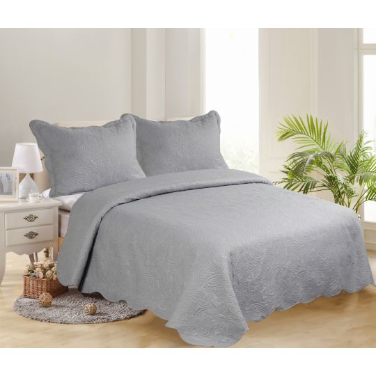 ΜΟΝΟ ΚΟΥΒΕΡΛΙ SOLID (160cm x 220cm + 1 x 50cm x 70cm ) LIGHT GREY/ DARK GREY