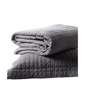 ΚΟΥΒΕΡΛΙ σετ (220cm x 240cm + 2 x 50cm x 70cm)  STONEWASHED GREY της Silk Fashion