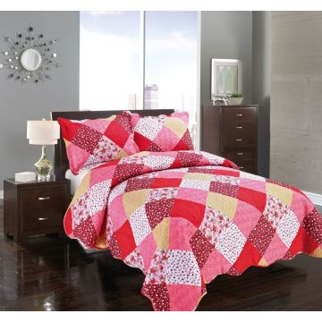 ΚΟΥΒΕΡΛΙ σετ (220cm x 240cm + 2 x 50cm x 70cm) ΚΟΚΚΙΝΟ ΚΑΡΡΩ της Silk Fashion