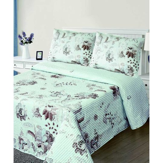 ΚΟΥΒΕΡΛΙ σετ (160cm x 220cm + 1 x 50cm x 70cm) 5305 σιέλ της Silk Fashion