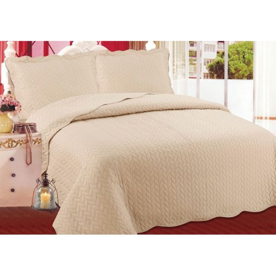 ΚΟΥΒΕΡΛΙ σετ (220cm x 240cm + 2 x 50cm x 70cm) φύλλο light brown της Silk Fashion