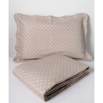 ΚΟΥΒΕΡΛΙ σετ (220cm x 240cm + 2 x 50cm x 70cm) dot beige της Silk Fashion