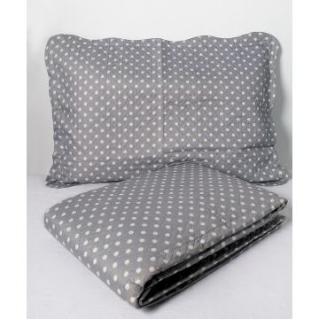 ΚΟΥΒΕΡΛΙ σετ (220cm x 240cm + 2 x 50cm x 70cm) dot grey της Silk Fashion